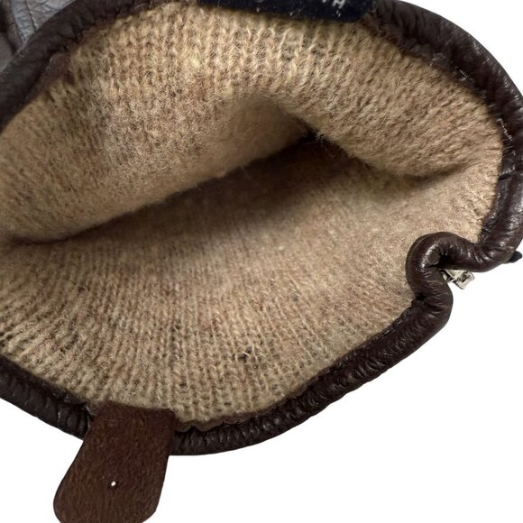 Vintage Etienne Aigner Leather Gloves Brown Medium Womens Lambswool Lined - Picture 11 of 12